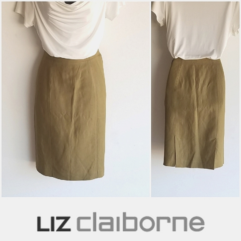 Liz Claiborne Linen Back Pleated Pencil Skirt